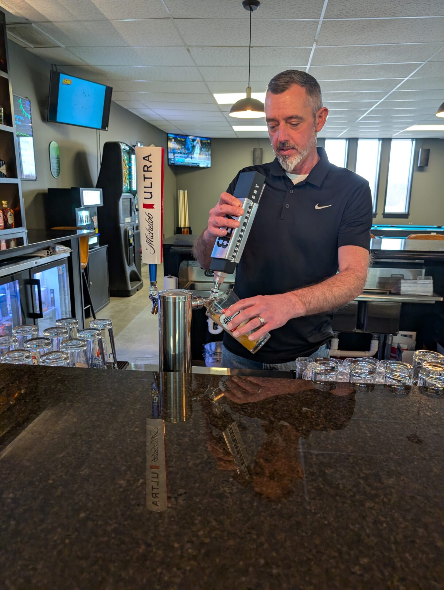 Owner Ryan Merkle making a delicious cocktail at the ballerz sports club bar